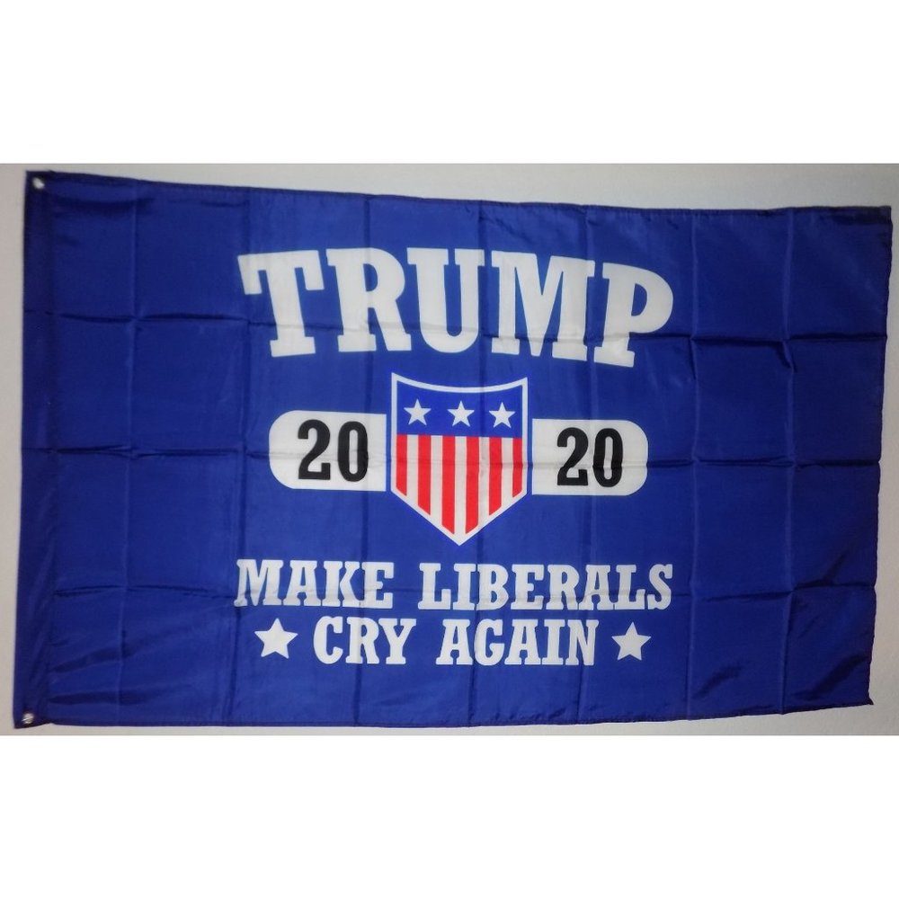 Trump 2020 Make Liberals Cry Again Flags - 3 x 5 Feet, Funny, Man Cave, Vehicle
